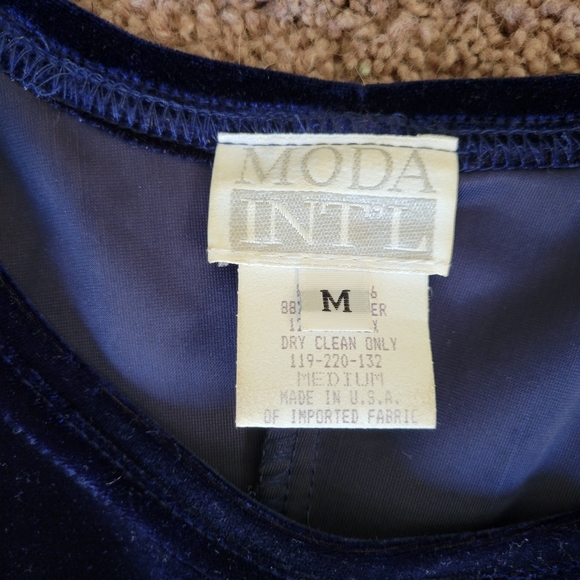 Vintage Moda International Navy Velvet Dress - Picture 2 of 2